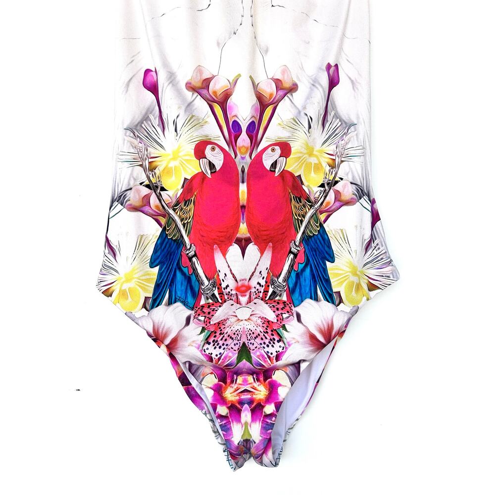 Roberto Cavalli Designer Swimsuit One Piece Halter Low Back Bathing Suit Large - Picture 6 of 9